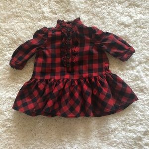 Ralph Lauren 3M Red Black Plaid Ruffle Blouse